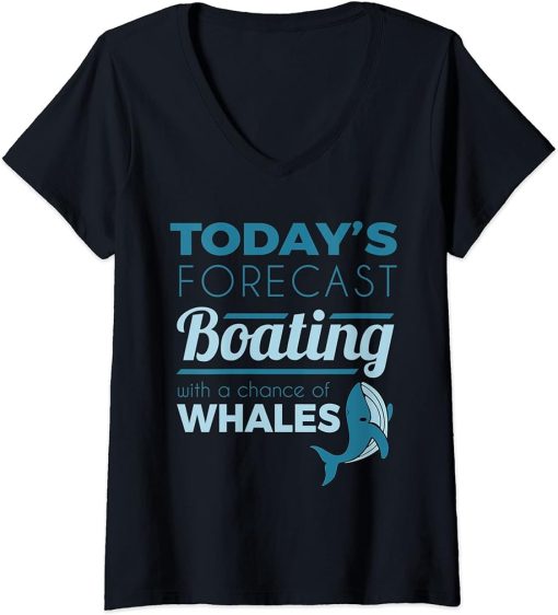 Womens Funny Whale Watching Ocean Water Sailing Marine Biology Orca V-Neck T-Shirt