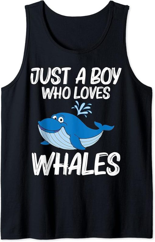 Funny Whale Art For Boys Kids Orca Narwhal Blue Whales Tank Top