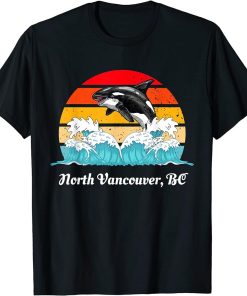 Vintage North Vancouver BC Distressed Orca Killer Whale Art T-Shirt