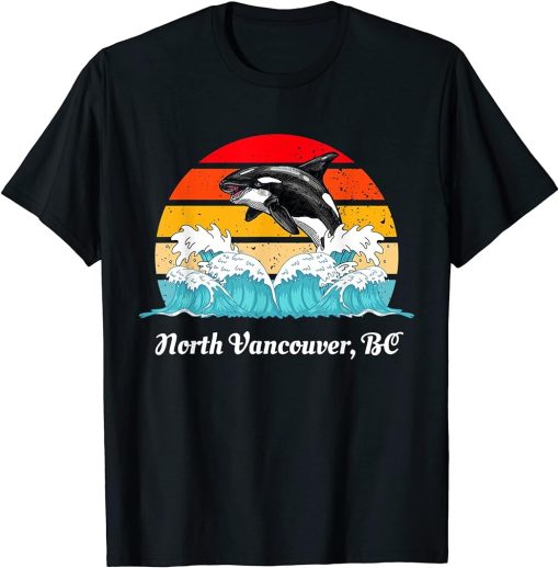 Vintage North Vancouver BC Distressed Orca Killer Whale Art T-Shirt