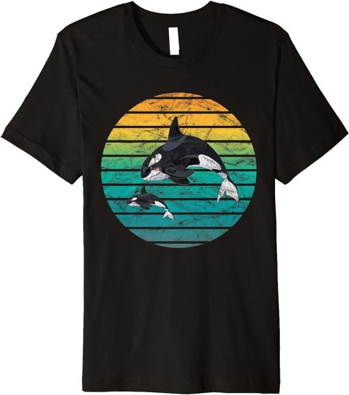 Cool Vintage Sunset Whale Watching - Orca Watching Premium T-Shirt