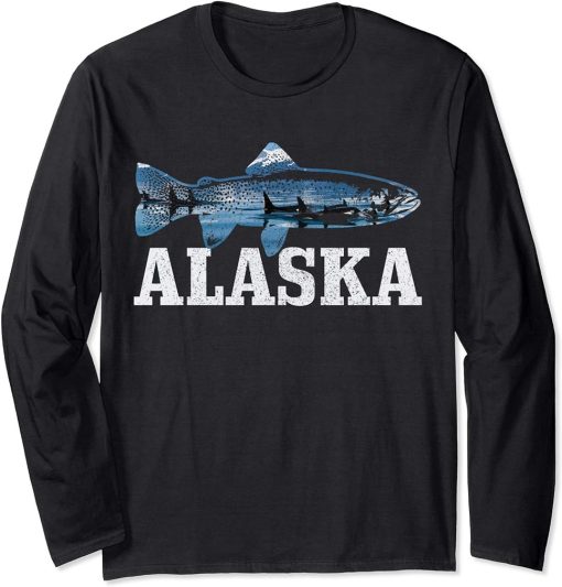 Alaska Trout Salmon Fly Fishing Fish Orca Whale Nature Gift Long Sleeve T-Shirt